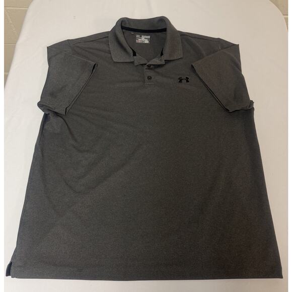 Under Armour Mens 2XL HeatGear Loose Fit Performance Polo Shirt Gray With Logo - Picture 1 of 10